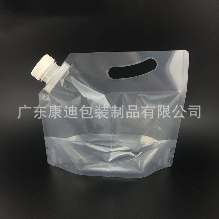 5L 大口径透明自立吸嘴手提袋 | 纯净水、果汁与汤汁液体包装
