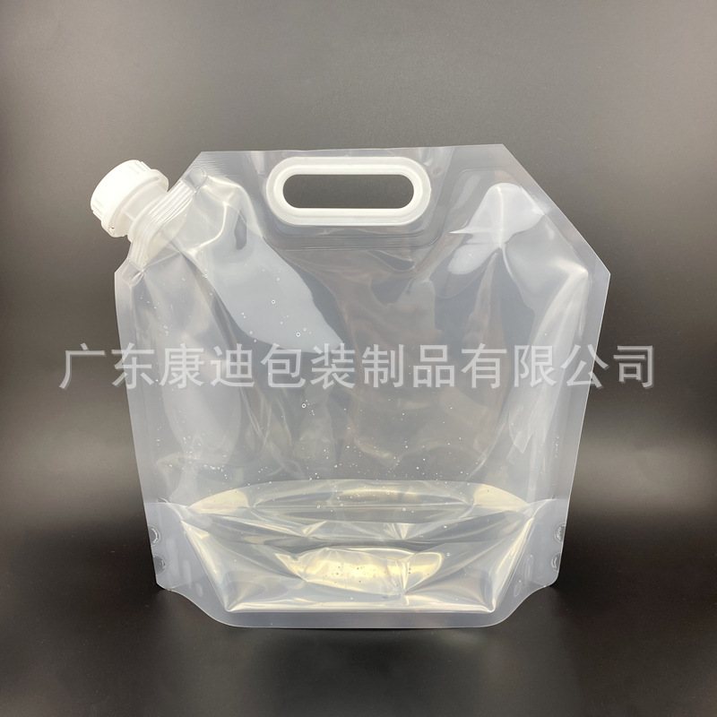 5 L Clear Stand-Up Spout Pouch with Carry Handle — In-Stock Portable Liquid Bag for Beer and Drinking Water