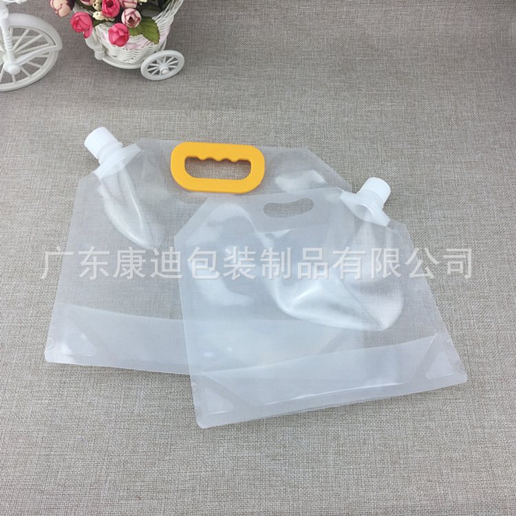 5L加厚透明自立吸嘴袋 带手提鲜榨啤酒与液体外卖打包袋