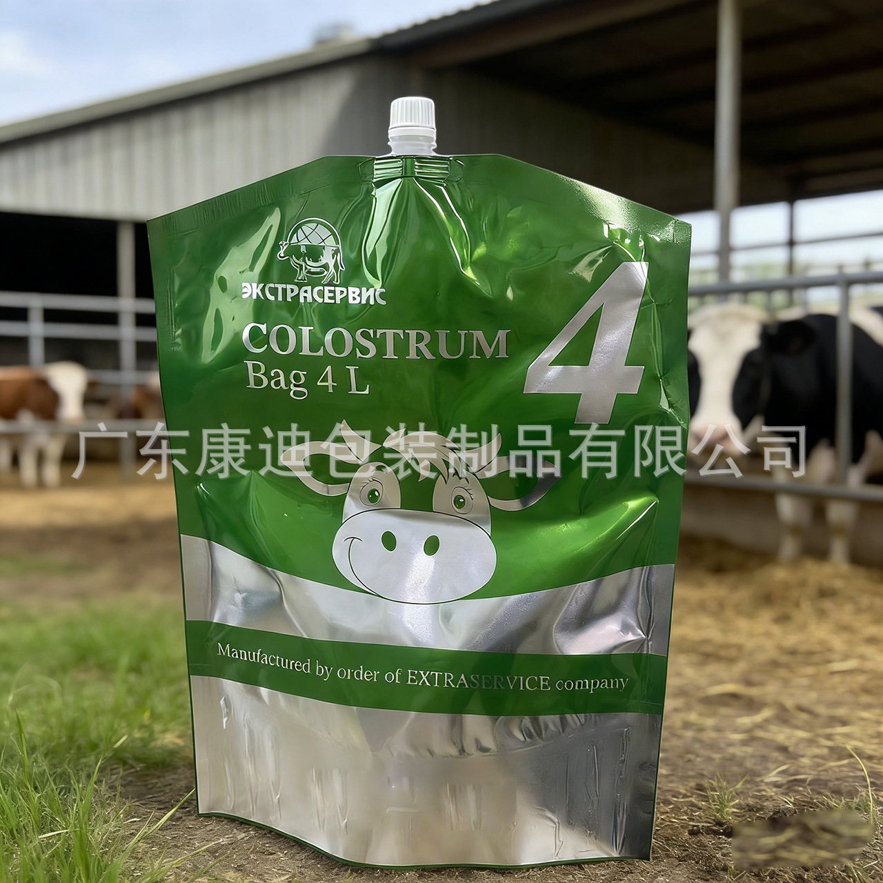 Custom 4 kg Foil Spout Stand-Up Pouch for Chilled Bovine Colostrum & Calf Feeding