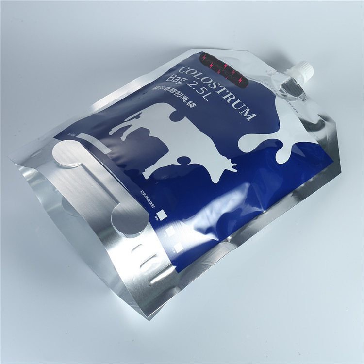 Food-Grade Aluminum Foil Spouted Colostrum Pouches | Custom Calf Drenching & Cold Storage, 100ml–5L